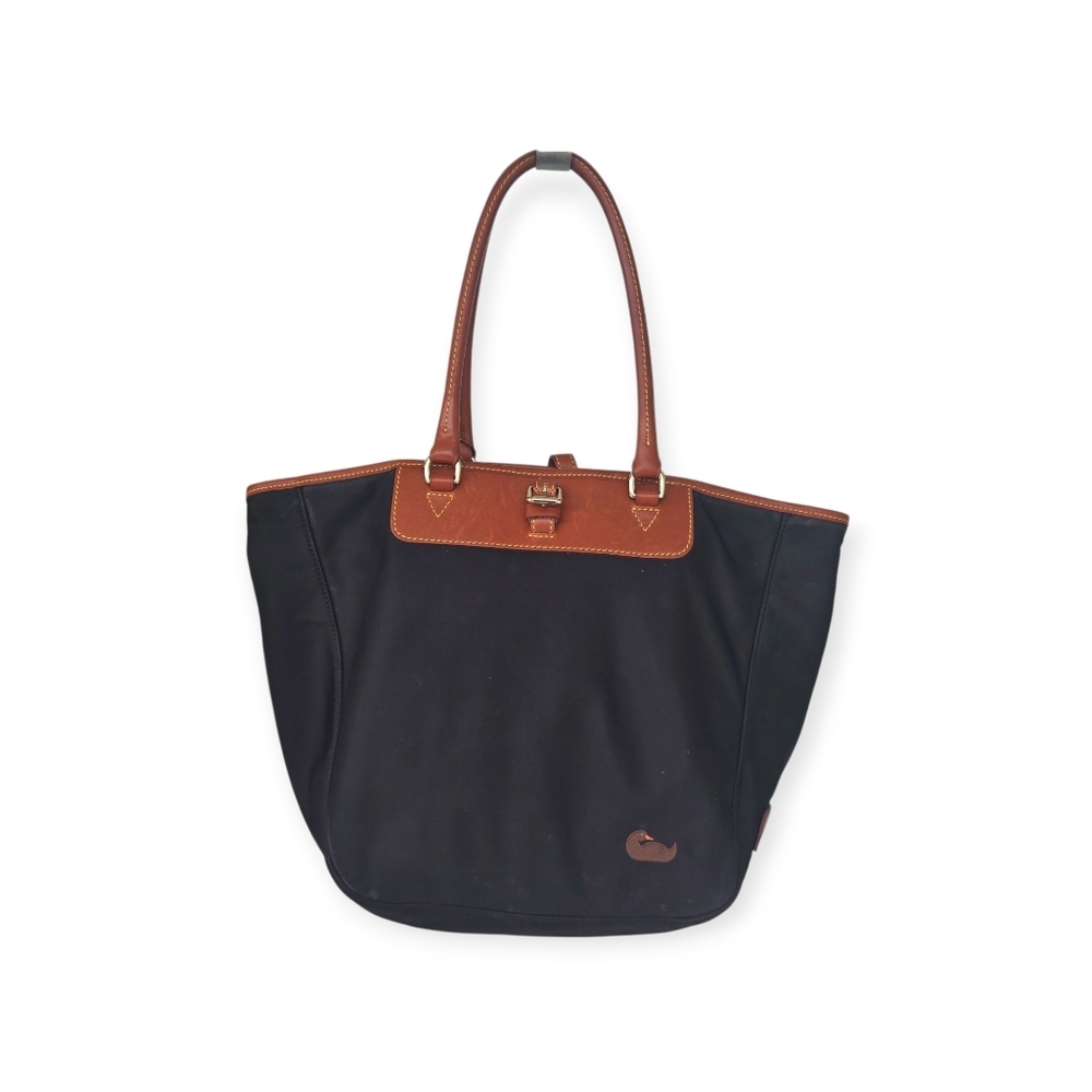 Dooney & Bourke Nylon Leather Trim Tote Bag Women Medium Brown Black - Picture 2 of 16
